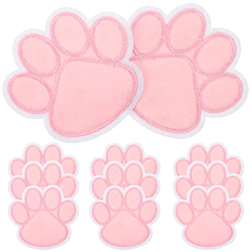 NUOBESTY 10St Patch Kleiderflicken für Löcher Flicken für Kleidung Flicken nähen bestickt Pfotenpflaster stickerpappier stickrahmen aufkleber Schuhe Applikation Taschenaufnäher Stoff Rosa von NUOBESTY