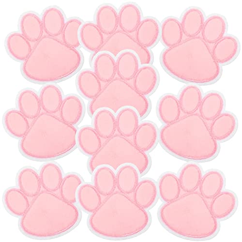 NUOBESTY 10St Patch stickerpappier stickrahmen bügelei kopfkissen bezug apfelding Pfotenpflaster dekorative Flicken für Kleidung bestickt aufkleber Hutflecken Kleiderapplikation Stoff Rosa von NUOBESTY