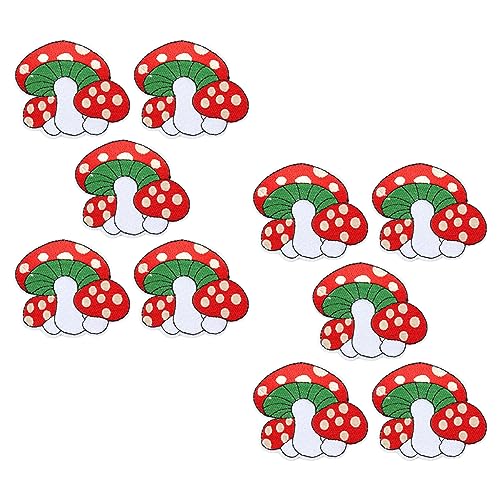 NUOBESTY 10St Pilz-DIY-Patch Stickerei-Patch-Aufkleber Kleidungsflicken Quiltclips Stoffclips Patch aufnähen aufbügler für jacken aufbügelbilder Stoffzubehör Charm-Stoff-Patch Polyester rot von NUOBESTY