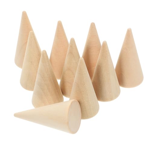 NUOBESTY 10St Unvollendeter DIY- aus Holz Bastelkegel aus Pappe Ringkegel holzspielsachen holztacker decor schmuck einhandzwinge Kegelholz-Organizer-Halter Holzring-Organizer hölzern von NUOBESTY