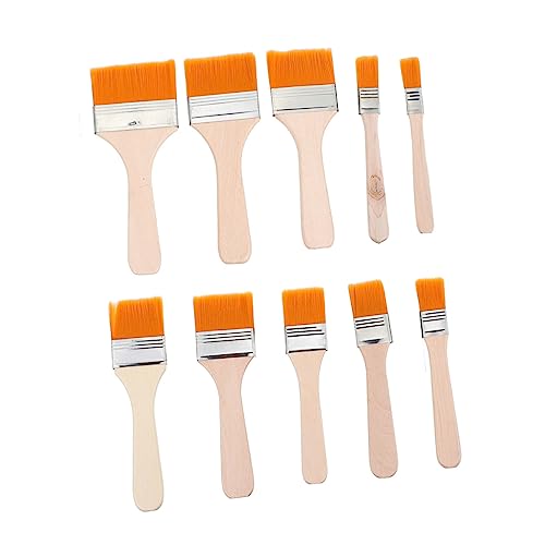 NUOBESTY 10St Zeichenbrettpinsel Pinsel Borste Chip-Pinsel Liner Schablonenmalpinsel bürsten Set Paint Brushes pinselstifte langlebige Gebrauchsfarbe Chip- und Gebrauchsfarbe Holz Yellow von NUOBESTY