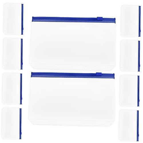 NUOBESTY 10St aufbewahrungssack storage pockets notizbuch kladden schreibwaren set 6-Loch-Ordnertaschen Dateiordnereinfügungen Reißverschlussordner aus Kunststoff Dokumententaschen PVC Blue von NUOBESTY