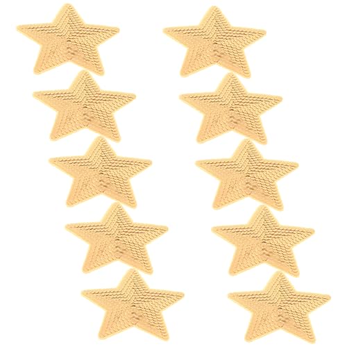 NUOBESTY 10st Craft-patches Kleiderflicken Für Löcher Stern Gesticktes Abzeichen Süße Aufnäher Bh-zubehör Glitzeraufkleber Pailletten-patches Konfetti Glänzt Sternaufkleber Golden Stoff von NUOBESTY