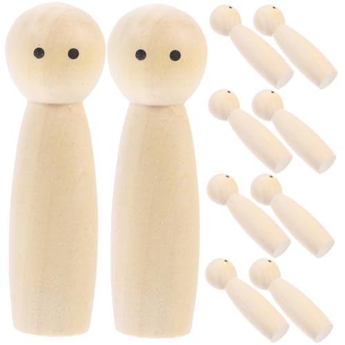 NUOBESTY 10st Diy-puppe Miniatur Kinderspielzeug Steckpuppen Unvollendet Leere Puppenkörper Bemalte Holzpuppen Unvollendete Papa-peg-puppenfiguren Peg-puppe Unvollendet Puppen Hölzern von NUOBESTY