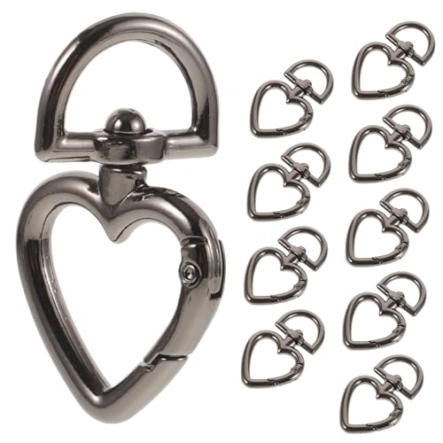 NUOBESTY 10st Liebe Schlüsselanhänger Lanyard-kabel Einziehbar Karabiner Schlüsselbund Ring Inhaber Gestell Strapazierfähige Schlüsselanhänger Karte Schließe Frühling Zinklegierung Black von NUOBESTY