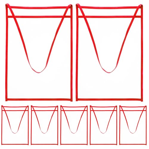 NUOBESTY 10st Löschbare Aktentasche Textmarker Büroklammern Pastell Übergroße, Trocken Abwischbare Taschen Behälter Papierkorb Trockenlöschtafel Schutz Notizen Dokumentieren Polyester Rot von NUOBESTY