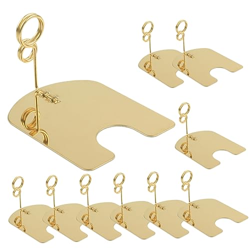 NUOBESTY 10st Preisschildhalter Kartenclips Platzhalter Drahthalter Für Kabel Haushaltskartenklammern Tischnummernhalter Für Die Hochzeit Memo-klemmen Notenhalter Golden Rostfreier Stahl von NUOBESTY