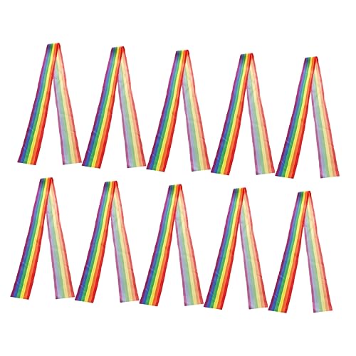 NUOBESTY 10st Regenbogenband Dekorationen Zeremonie Flagge Blumensträuße Bänder Sackleinen Dekorativ Stolz Geschenkband Haarband Partyzubehör Wickelband Polyester von NUOBESTY