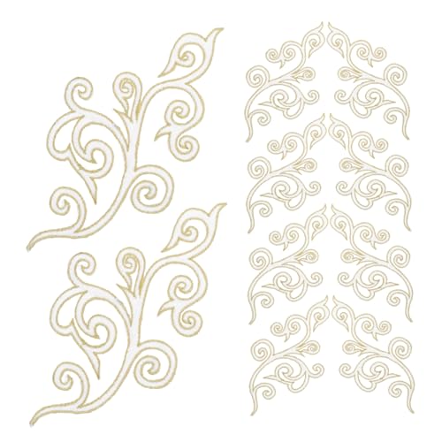 NUOBESTY 10st Stickpatch Mit Wolkenrollenmuster Dekorative Aufkleber Applikationsbügeleisen Aufnäher-stickerei Goldene Applikationen Goldene Spitze Blumenstickereispitze Polyester Weiß von NUOBESTY