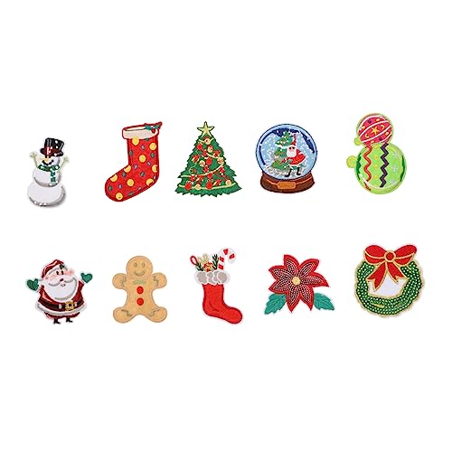 NUOBESTY 10st Weihnachtspatch Schöner Bestickter Aufnäher Einzigartiger Kleidungsfleck Kleiderflicken Für Zu Hause Kleidungsstück Patches Weihnachtliche Bestickte Applikation Polyester von NUOBESTY