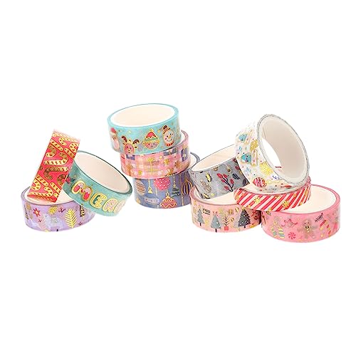 NUOBESTY 11 Rollen Weihnachtsband alte Aufkleber gummiertes Papierband Geschenkband weihnachtsdeko weihnachtskarten basteln Weihnachten Washi-Papierband Notizbuchbänder Japanisches Papier von NUOBESTY