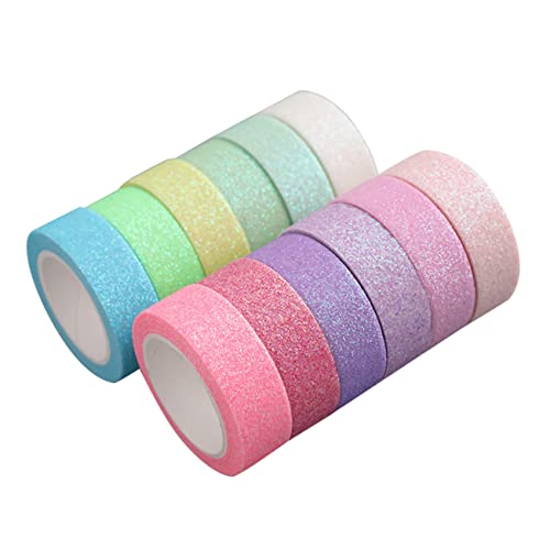 NUOBESTY 12 Rollen Pulver und Papier band Washi-Maskierung Scrapbook-DIY-Klebebänder Scrapbook-Aufkleber scrapbooking scheckheft dekoratives Washi-Tape buntes Washi Tape Japanisches Papier von NUOBESTY