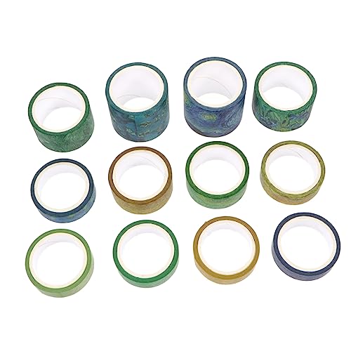 NUOBESTY 12 Rollen Taschenband Markierungen dekoratives Abdeckband Farbstifte Wickelband multifunktionales klebeband washi-tape aufkleber tagebuch Geschenkbänder Papier Green von NUOBESTY