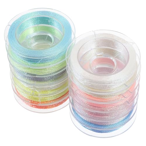 NUOBESTY 12 Rollen leuchtendes Stickgarn Nähgarn Stich Faden für Nähmaschine Nadeln Einfädler multi Stickgarn für den täglichen Gebrauch praktischer Nähfaden bequemer Nähfaden Polyester von NUOBESTY