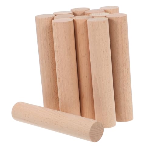 NUOBESTY 12St Buchenholz bastel holzstäbe holzdübel Holzruten Runde Holzstäbe rundholzstäbe Nudelhölzer zum Backen französisches Nudelholz Musiksticks für Kinder runder Holzstab Beige von NUOBESTY