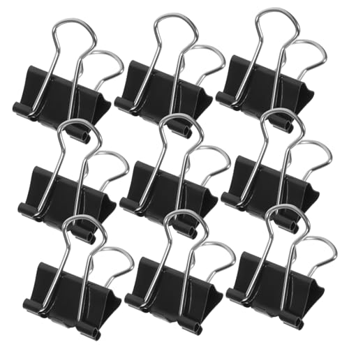 NUOBESTY 12St Büroklammer große Bindeklammer Aktenordner-Clips langer Schwanzclip clipboard büroorganisation bürogadges Bulldoggenklammern groß Bürobedarf mit schwarzen Eisen Black von NUOBESTY