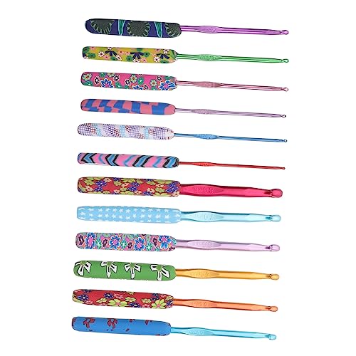 NUOBESTY 12St Rauchiger Ton häkeln Nadel Perlen Bausätze Strickset Strickwolle Häkelgarn crochet set ergonomische Häkeln Häkelzubehör Griff häkeln stricken häkeln Häkelwerkzeug Polymer-Ton von NUOBESTY