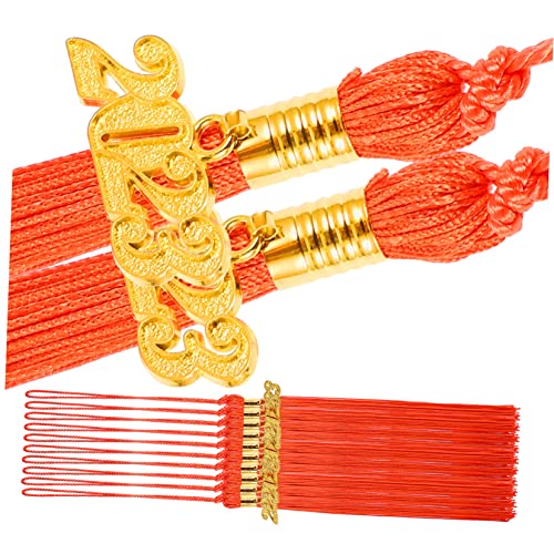 NUOBESTY 12st Doktorhut Quaste Grad Quaste Mit 2023 Charms Blaue Abschlusskappe Meister Hut Abschlusshüte Für Grad Cap Quastenanhänger Abschlusskleid Kappen Ende Polyester Orange von NUOBESTY