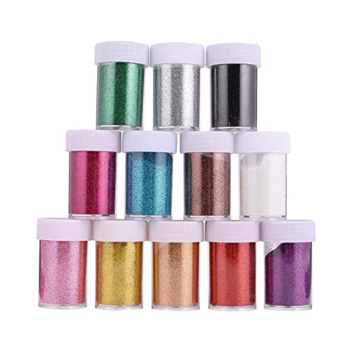 NUOBESTY 12st -glitter-pulver Flasche Glitter-perlen-pulver Lidschatten-palette Funkeln Nagel Pailletten Kosmetischer Glitzer Für Das Gesicht Strasssteine Glitzerpulver Black von NUOBESTY