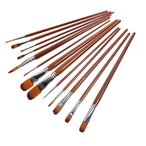 NUOBESTY 13St Aquarellpinsel Acrylmalerei Pinsel Pinselset für Verschiedene Maltechniken Pinselset für professionelle Malerei Modell malen Detailpinsel Malwerkzeuge Malpinsel aus Nylon Holz von NUOBESTY