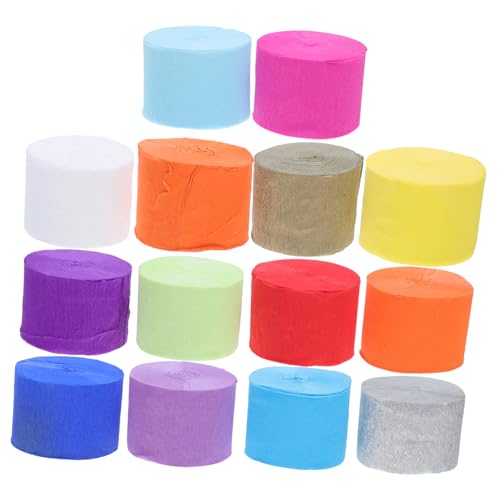 NUOBESTY 14st Luftschlangen Aus Papier Streamer Pastell Klebeband Krepp-papier Bunte Luftschlangen Platte Packpapier Masse Teller Party Fransenvorhänge Neon Papier-kits von NUOBESTY