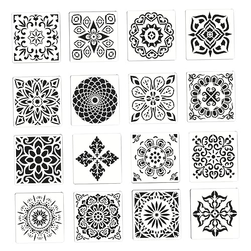 NUOBESTY 16-Teiliges Set Cartoon-Zeichnungsvorlage Mandala-Malvorlage Dekoration Zeitschrift Heimwerken Kunst Hotfix Mandalas Punkt Strudel schablonen Malvorlagen Zeichenvorlagen für von NUOBESTY