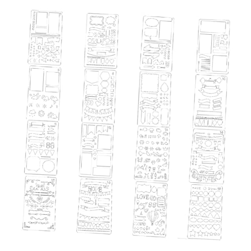 NUOBESTY 16St hohle schablonen selber machen Planer-Aufkleber Schablonen zum Basteln wiederverwendbar Heimwerken malschablonen für scrapbook schablonen hohle Vorlagen zum Zeichnen von NUOBESTY