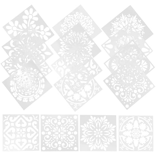 NUOBESTY 16st Vorlagen Zum Malen Von Mandalas Mandala-schablone Mandala-dotting-set Mandala-malerei Punkt Kreideschablonen Für Draußen Jumbo-schablonen Wand Vorlagen Malen Weiß von NUOBESTY