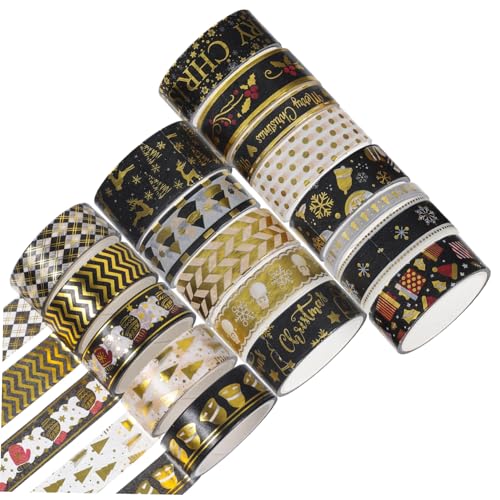 NUOBESTY 18 Rollen weihnachtsdeko scrapbooking sticker geschenkband Scrapbook Washi Tape Washi-Tape-Aufkleber Washi-Tape für Scrapbooking Urlaubsband Bastelklebebänder Japanisches Papier von NUOBESTY