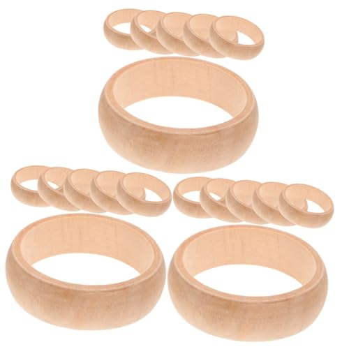 NUOBESTY 18 Stk Holzarmband Selber Machen Schmuck Armbänder Breite Armreifen Kinder Klingeln Puzzle-spielzeug Ring Für Kinder Unvollendeter Armreif Diy Armbänder Basteln Eukalyptus von NUOBESTY