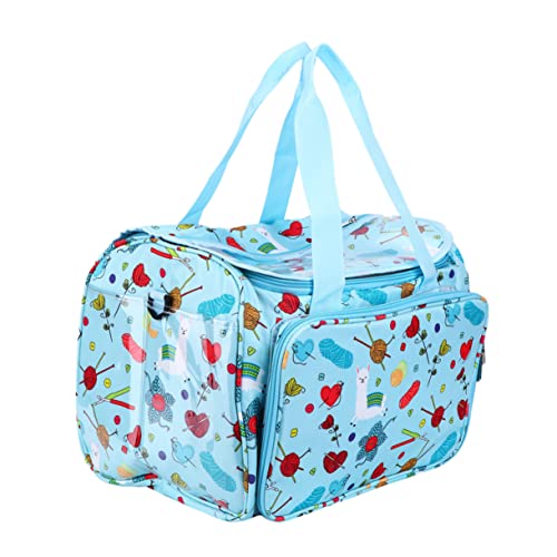 NUOBESTY 1Stk Aufbewahrungstasche aus Wolle Garnknäuelwickler gehäkelte Tasche Garn Schüssel Rattantasche Spindel gewebesäcke verbandstasche handtasche Wollbehälter Wollgarn-Organizer Blue von NUOBESTY