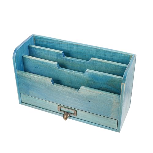 NUOBESTY 1Stk Desktop- Vintage Schreibtisch-Organizer Desktop-Speicher-Organizer Schreibtisch Schubladenbox schreibtischgestell Kleinigkeiten-Organizer-Container Holz Blue von NUOBESTY