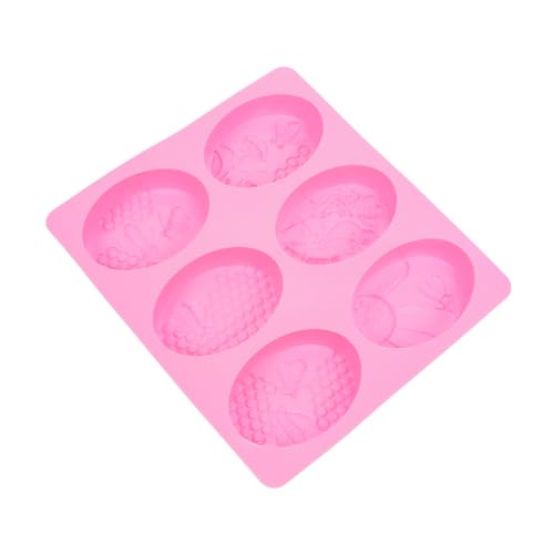 NUOBESTY 1Stk Sechs verbundener Bienenschimmel Keksform Donutform Eiswürfelform Gummiform Kochform easy putz mould silikonform gießform Die Silikonform Schmuckform DIY-Form Kieselgel Rosa von NUOBESTY