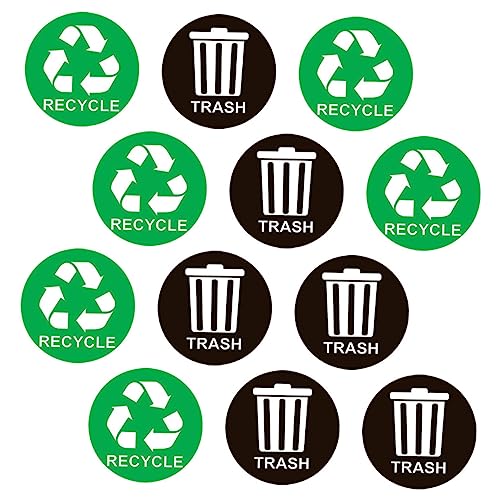 NUOBESTY 2 Müllklassifizierungsschild Logos Wasserfeste Etiketten Aufkleber Für Recyclingbehälter Aufkleber Für Mülltonnen Klassifizierungsetiketten Für Mülltonnen Runde Aufkleber Für von NUOBESTY