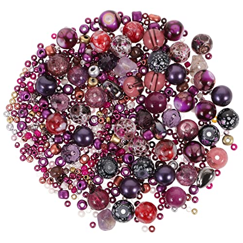 NUOBESTY 2 Packungen Gemischter Perlenanzug Ringe Edelstein Halskettenanhänger Reize kunststoffperlen beads for bracelets Abstandsperlen selber machen zubehör selber machen Plastik Violett von NUOBESTY