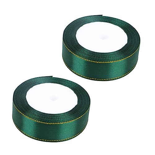 NUOBESTY 2 Rolle 22 Geschenkstreifen Bündeln Dekorationen Bänder Strauß Hochzeit Goldenes Satinband Band Zum Verpacken Party Chiffon Weißes Band Fleck Sackleinen Randbereich Green von NUOBESTY