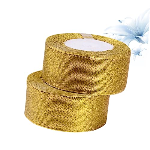 NUOBESTY 2 Rollen 25 glitzerndes Geschenkband goldenes Band funkelndes Stoffband glitzerndes Metallband breites Glitzerband Glitzerbesätze seidenband ribbon Metallbänder selber machen von NUOBESTY