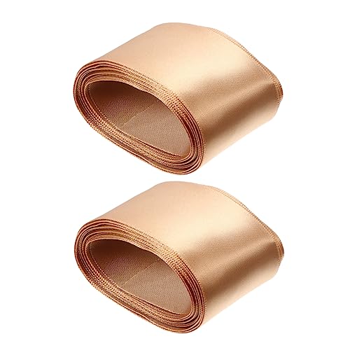 NUOBESTY Satinband 5 Cm Breit Goldfarben 2 Rollen Dekoratives Geschenkband für Feierlichkeiten und Bastelarbeiten von NUOBESTY