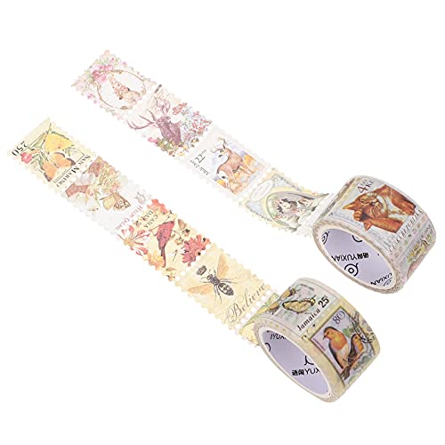 NUOBESTY 2 Rollen Briefmarken Und Washi Tape Spender Maskierung Antikes Handwerk Scrapbook-klebeband Für Haustiere Markierungen Vintage Stempelaufkleber Bunte Aufkleber Japanisches Papier von NUOBESTY