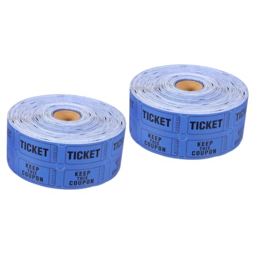 NUOBESTY 2 Rollen Etiketten für Veranstaltungstickets Fahrkarte Eintrittskarte für Veranstaltungen Auktionen Spielkarten Etiketten für Tombola-Tickets Tickets in großen Mengen Papier Blue von NUOBESTY