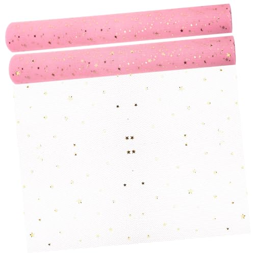 NUOBESTY 2 Rollen Geschenkpapier Glitzernder Organza-stoff Blumenverpackung Stoff Für Geschenkverpackungen Paillettenstoff Blumengitter Rosen Frische Blumen Rosenstrauß Rosa Gittergewebe von NUOBESTY