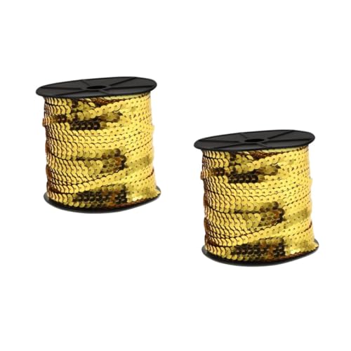 NUOBESTY 2 Rollen Goldene Flache Paillettenstreifen Dekoration Fransen Goldene Pailletten Quastenbesatz Paillettenband Zum Nähen Goldenes Polyester Quastenband Meerjungfrauen von NUOBESTY