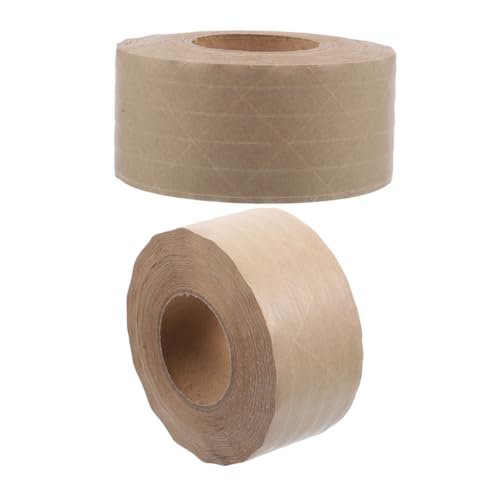 NUOBESTY 2 Rollen Klebeband aus Kraftpapier Geschenkband wasseraktiviertes Klebeband Vakuumierband Wasserklebeband Kraftpapierklebeband Kartonband für den Haushalt Rahmenzubehör Brown von NUOBESTY