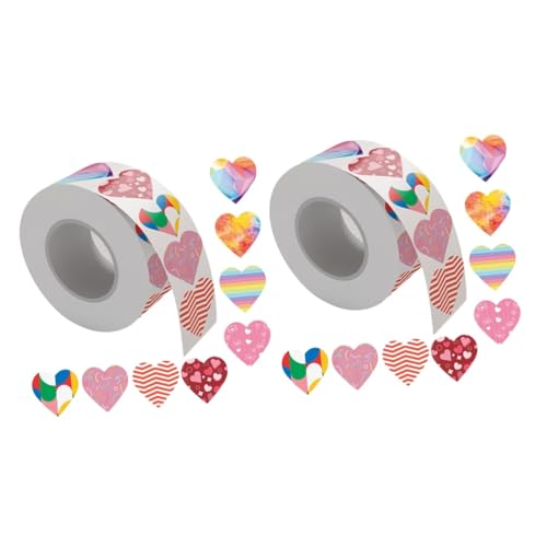 NUOBESTY 2 Rollen Liebe Aufkleber cute sticker süße sticker valentinsdeko Schild Kartenaufkleber Umschläge Verschlussetiketten Aufkleber mit Herzetikett Kupferplattenaufkleber Colorful von NUOBESTY