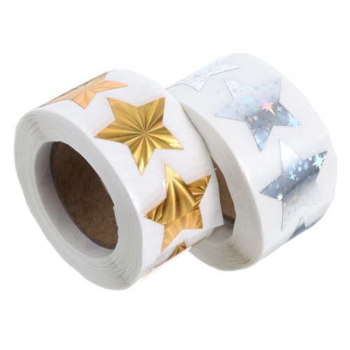 NUOBESTY 2 Rollen Sterne-Aufkleber silberne Sternaufkleber glühen Glitzersternaufkleber belohnungssticker belohnungsaufkleber zarte Kinderaufkleber Bling-Star-Aufkleber beschichtetes Papier von NUOBESTY