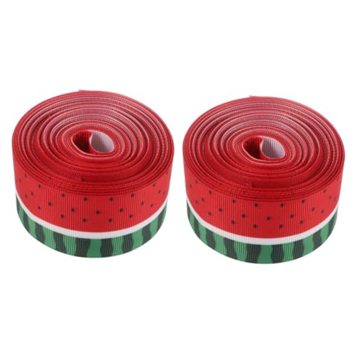 NUOBESTY 2 Rollen Wassermelonenband Hawaii-band Sommerband Wassermelonen-wickelband Hochzeitsband Frucht-ripsband Haarschleifen Band Blumenverpackungsband Geburtstagsband Polyester von NUOBESTY