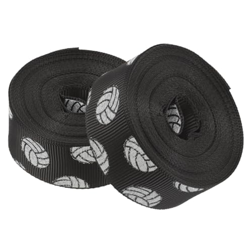 NUOBESTY 2 Rollen handgefertigter Bogen Sportband Requisitenspielzeug Haarspangenband gestickte Pailletten DIY-Band für Kopfbedeckungen Volleyball-Geburtstagsdekorationen Polyester Black von NUOBESTY