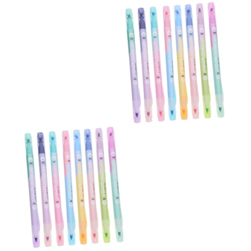 NUOBESTY 2 Sätze 2 Sets Doppelseitige Textmarker Bonbons Whiteboard Marker Radiergummis Mehrfarbige Textmarker Textmarker Pinsel Transparente Flüssigkeit Niedliche Stifte 8 Stück * 2 von NUOBESTY