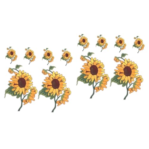 NUOBESTY 2 Sätze Applikationen Blumenmuster Flicken Für Kleidung Bügelflicken Für Jeans Sonnenblume Zum Aufbügeln Blumenbeet Blumenflecken Flicken Aufbügeln Vlies Yellow 6 Stück * 2 von NUOBESTY