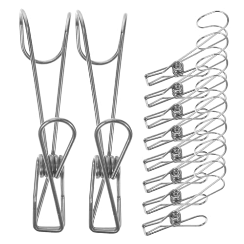 NUOBESTY 2 Sätze Badezimmer-Clip Outdoor-trockenklemme Einfache Klipps Badezimmerregale Vakuum Weiß Klammerhaken Clip Haken Hose -Clips Quilt-befestigungsclips Rostfreier Stahl 10 Stück * 2 von NUOBESTY